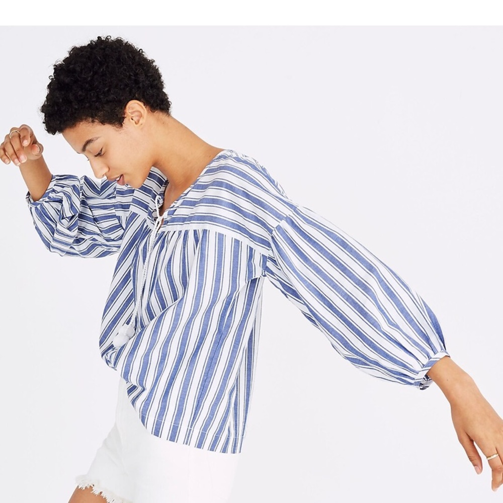 Madewell Peasant Top in Shea Stripe Sz XS